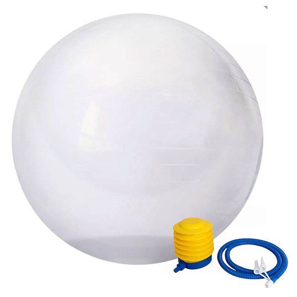 Kit Bola Fitness Para Pilates 75cm Transparente Com Bomba