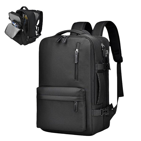 Mochila Expansível 30-42L Impermeável USB Viagem Escola