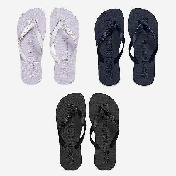Chinelo Calvin Klein Jeans Escrita Centralizada Baixo Relevo CKJM1103