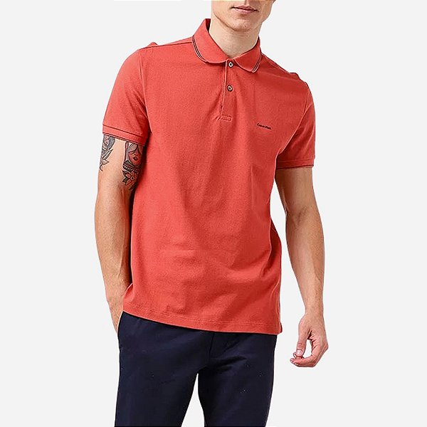 Camisa Polo Calvin Klein Jeans Regular Com Friso CKSM204