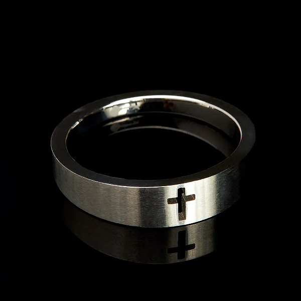 Anel Key Cross de Aco Prata 6312