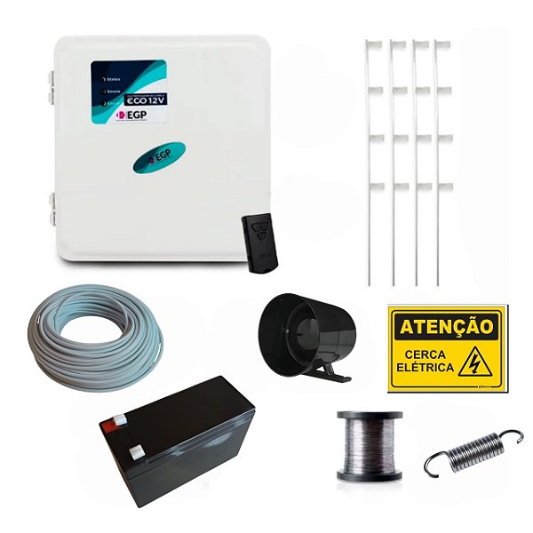 Kit Cerca Elétrica EGP Haste 4 Isoladores 30m de Muro Linear