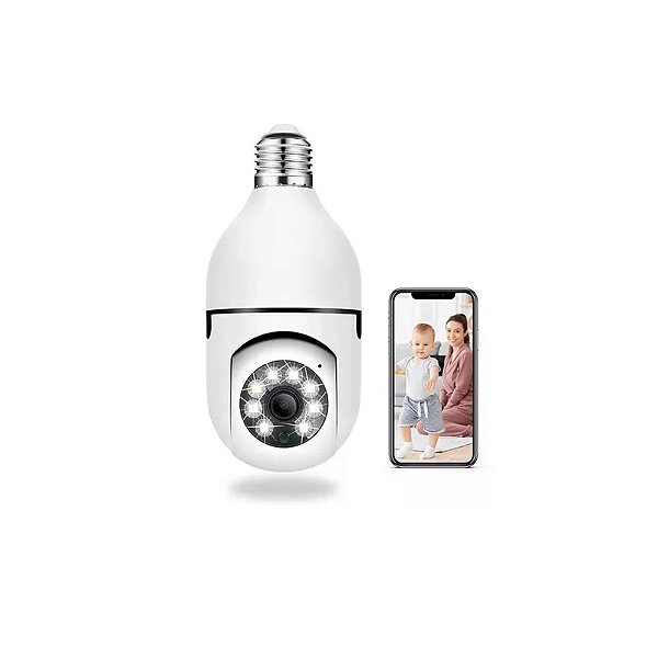 Câmera Wifi Lampada 1080p Ptz 360º Interna