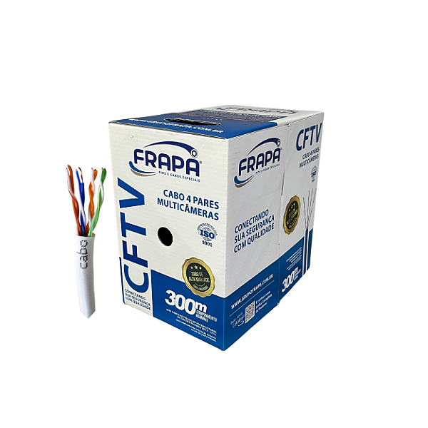 Cabo de Rede Cftv 4 Pares 0,51m Caixa 300m BR Frapa