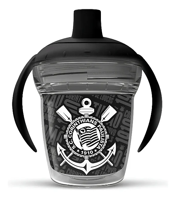 Copo Abcd Corinthians Transição C/ Alça Infantil Antiengasgo