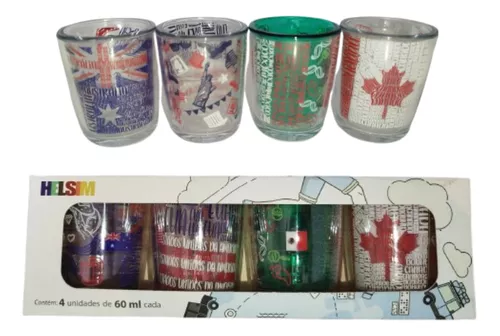 Jogo 4 Copos Shot Dose Bebidas Cafe Cachaça Tequila Vodka