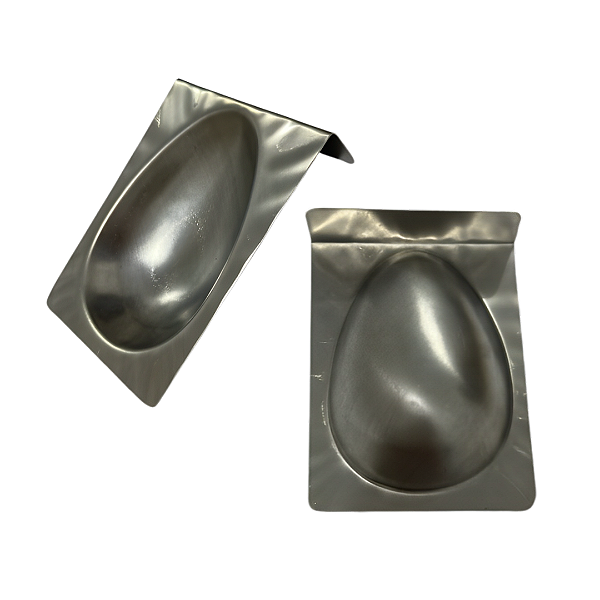 Kit 2 Formas Silicone E 1 Forma De Alumínio De Ovo De Pascoa