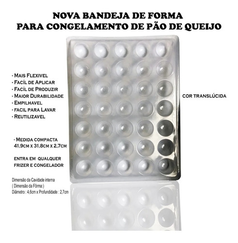Forma Para Congelamento De Pão De Queijo 30 Gramas 40 Unid