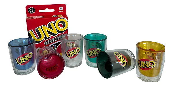 Jogo De Carta Uno Shot + 6 Copos Coloridos Kit Divertido