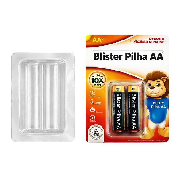 Embalagem Blister Selagem para 2 pilhas AA