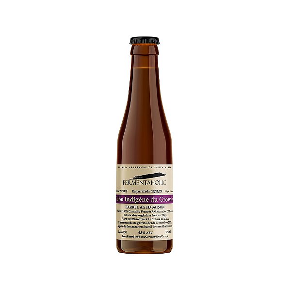 Fermentaholic Jabu Indigène Du Growler Saison Barrel Aged 375ml