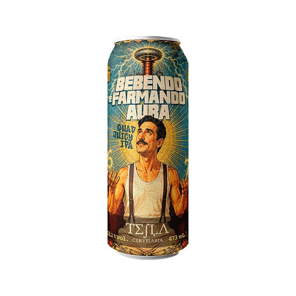 Tesla Bebendo E Farmando Aura Quadruple NEIPA 473ml