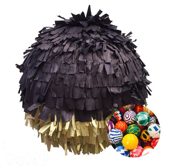 PINHATA DOURADA COM BOLINHAS PULA PULA
