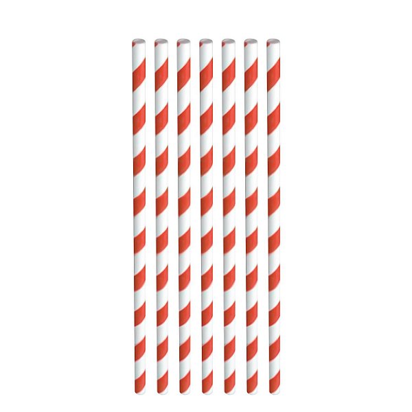 Canudos de papel listrados vermelho com 12 unidades