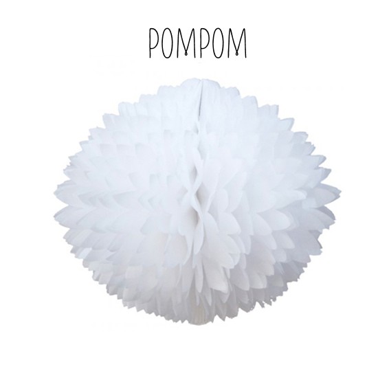 PomPom de Papel de Seda   vinte e oito centímetros  Branco