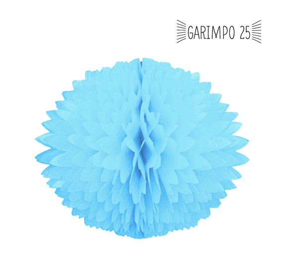 PomPom de Papel de Seda   vinte e oito centímetros   Azul claro