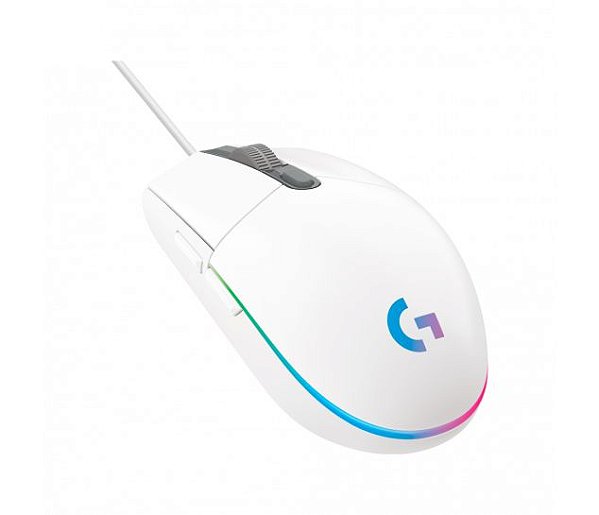 Mouse com fio Logitech G203 Lightsync Branco RGB, 8.000DPI
