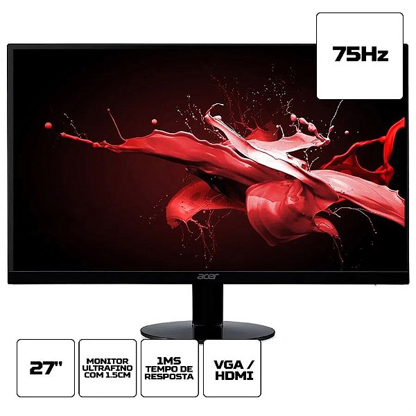 Monitor Acer SA270, 27", FHD, Ultrafino, 75Hz, 1ms, NTSC