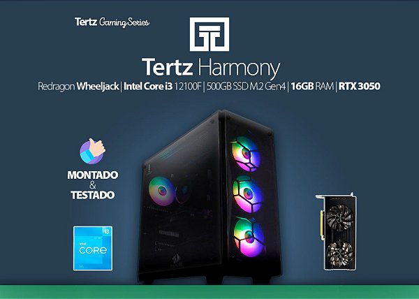 PC Gamer TERTZ Harmony, RTX 3050, i3 12100F, 500GB, 16GB RAM
