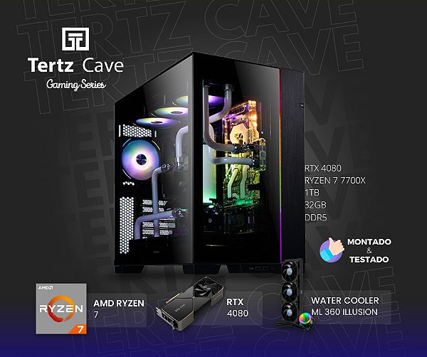 PC Gamer TERTZ Cave, RTX 4080, 7700X, 1TB, 32GB DDR5