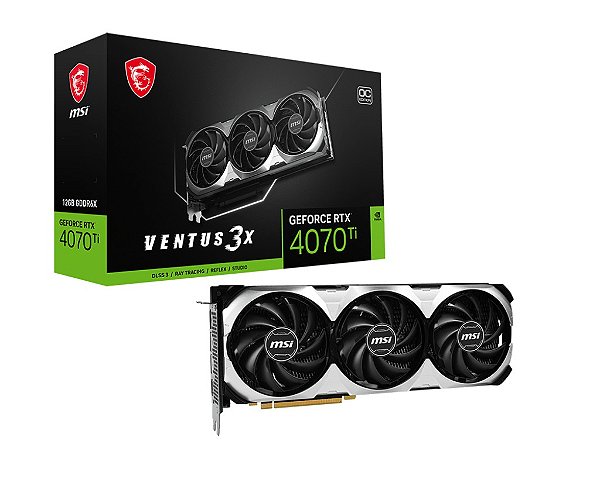 Placa de vídeo MSI Ventus 3X RTX 4070 Ti - 12GB, G6X, 192bits, OC