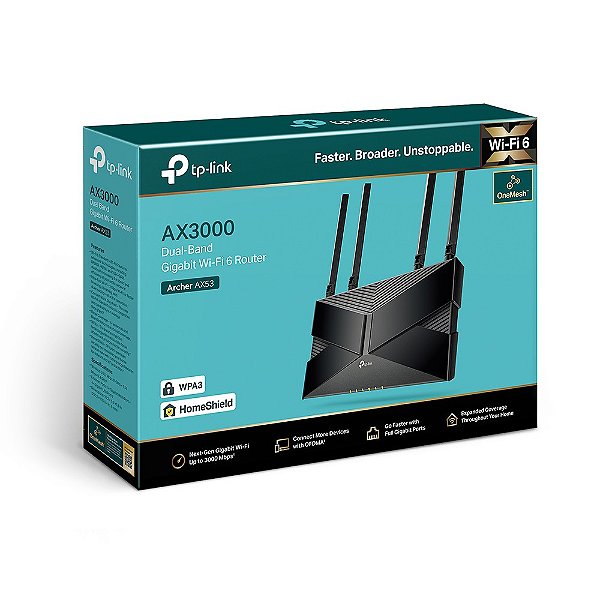 Roteador Wireless TP-Link Archer AX53 AC3000, Wi-Fi 6, Dual Band - TPN0315