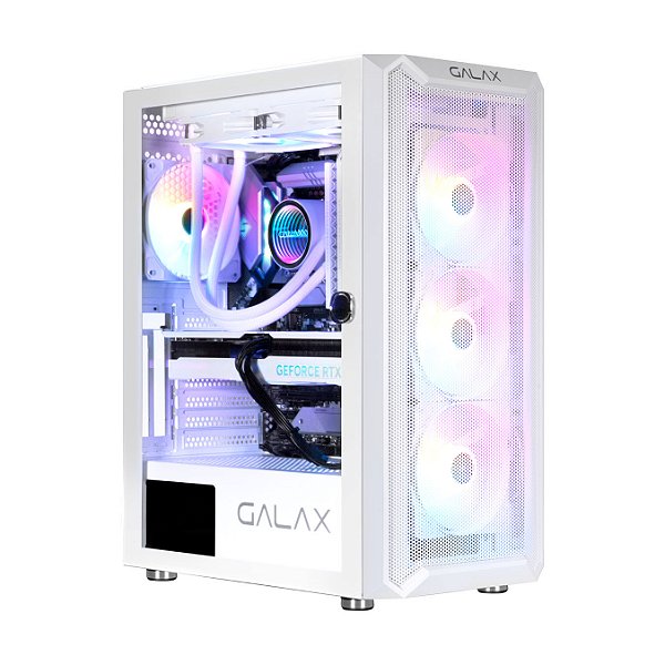 Gabinete Galax Revolution-07, com Fans RGB, Mid-Tower, Vidro temperado - Branco