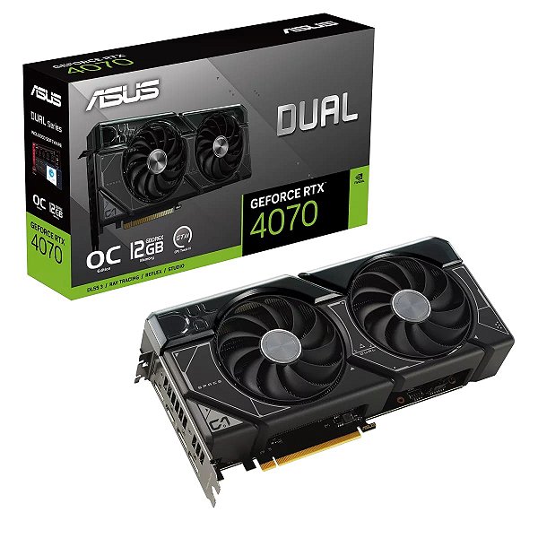 Placa de vídeo ASUS Dual NVIDIA RTX 4070 - 12GB, 192bits, Preto, OC Edition