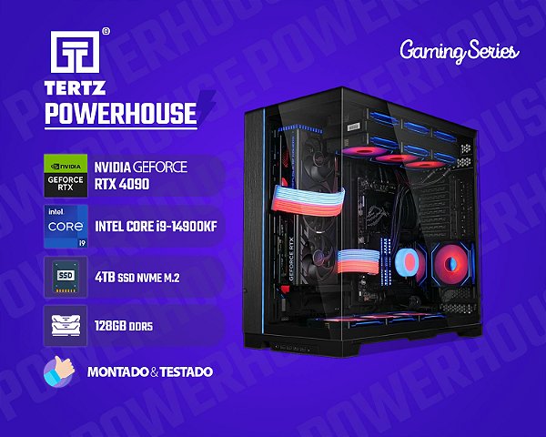 PC Gamer TERTZ Powerhouse, RTX 4090 24GB, Intel Core i9-14900KF, 4TB, 128GB DDR5, Water Cooler 360mm, Chipset Z790