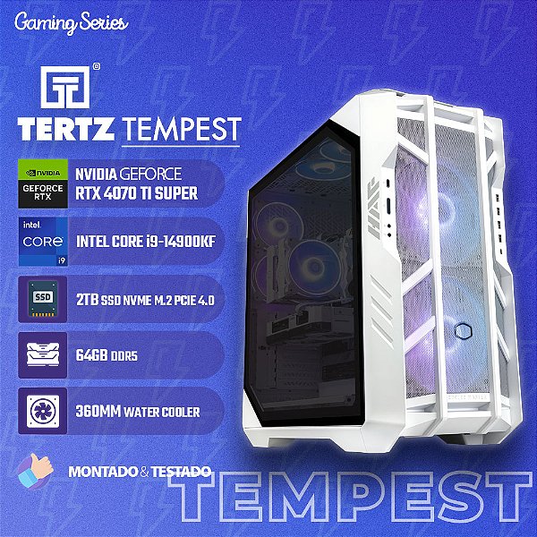 PC Gamer TERTZ Tempest, RTX 4070 Ti SUPER, Intel Core i9-14900KF, 2TB SSD, 64GB DDR5, Water Cooler 360mm, Chipset B760