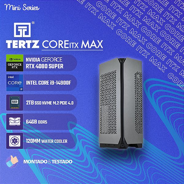 Mini PC TERTZ CoreITX MAX, RTX 4080 SUPER, Intel Core i9-14900F, 2TB SSD, 64GB DDR5, Water Cooler 120mm, Chipset Z790