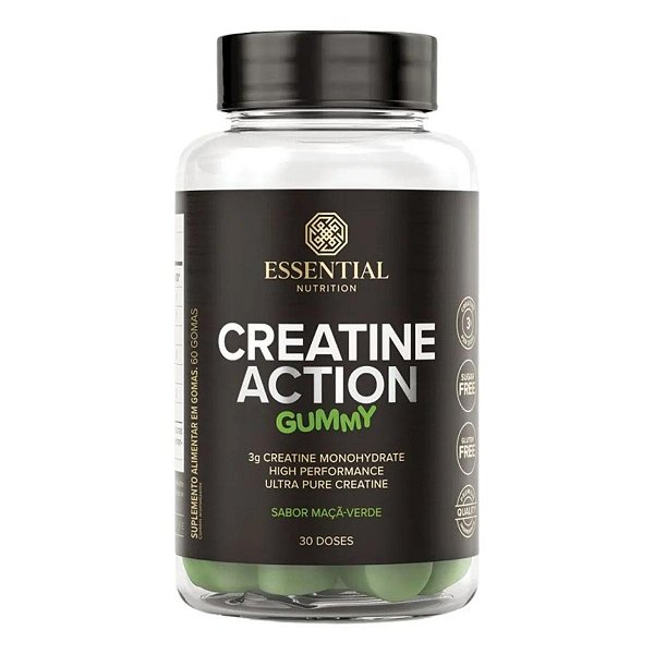Creatine Action Gummy 60 unidades Essential - Sabores - Maçã Verde