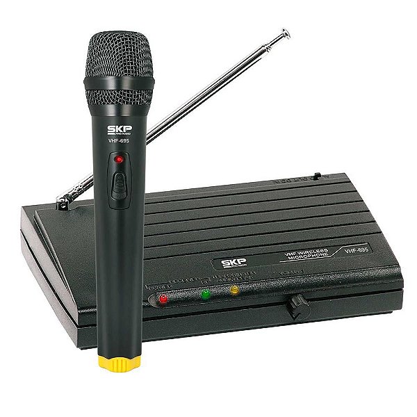 Microfone Sem Fio Mão Simples SKP VHF695