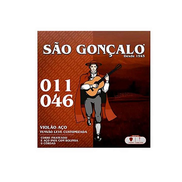 Jogo De Cordas P/violão Aço C/bolinha 011" - 046" São Gonçalo