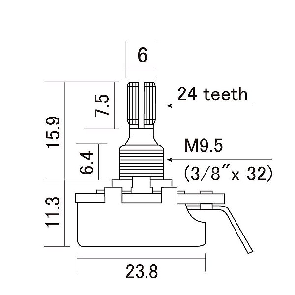 Potenciômetro B250K Instrumentos/Equipamentos CTS-B250-S