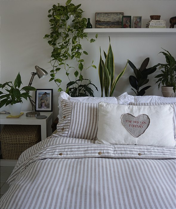 Duvet Botão Listra Linho
