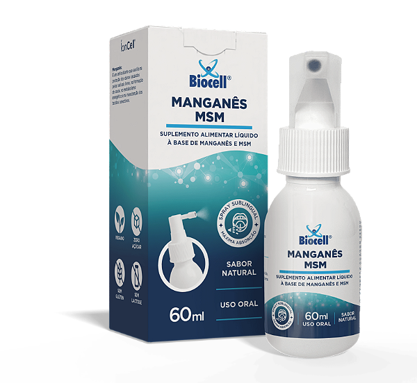 Manganês MSM Suplemento Alimentar Ionizado Spray 60ml Biocell