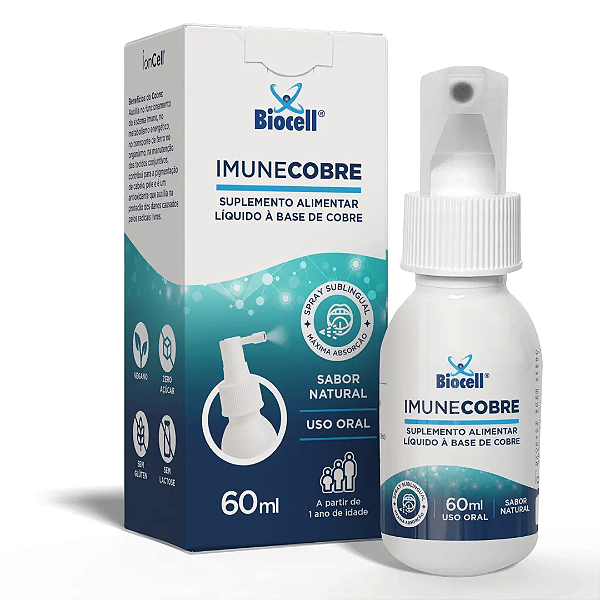 Imunecobre Suplemento Alimentar Ionizado Spray 60ml - Biocell
