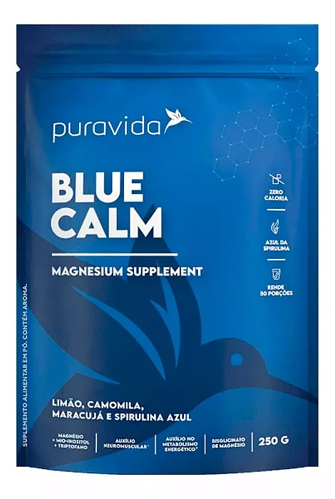 Blue Calm Magnésio Inositol Triptofano Taurina 250g - Puravida