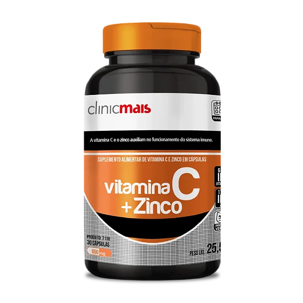 Vitamina C + Zinco 30caps 850mg - Clinicmais