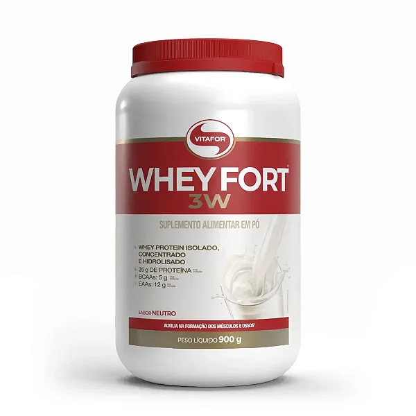Whey Fort 3W Pote 900g Neutro - Vitafor