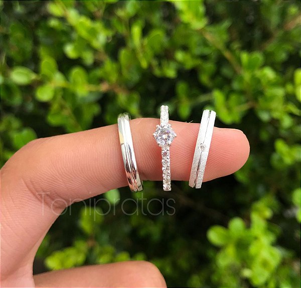 aliança 3mm / anel cinderela 1 incluso