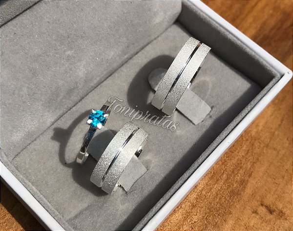 aliança 6mm/ anel céu azul incluso