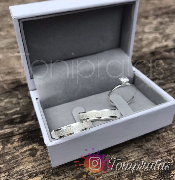 aliança 4mm/ anel solitário  cristal incluso