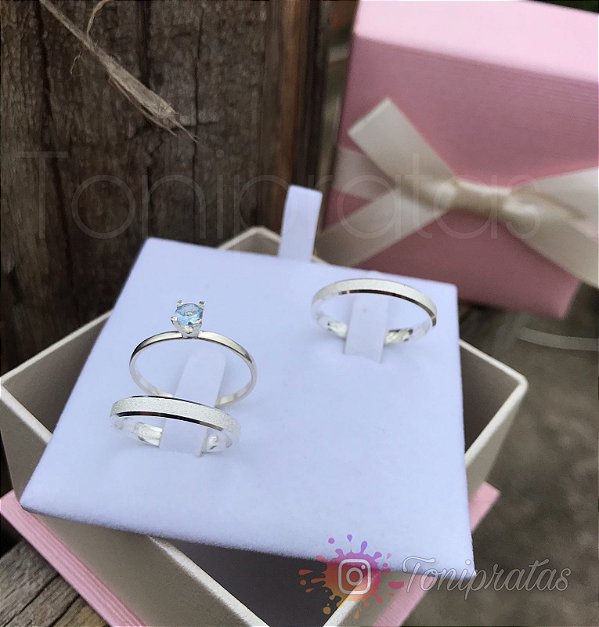 aliança 3mm com  anel solitário incluso