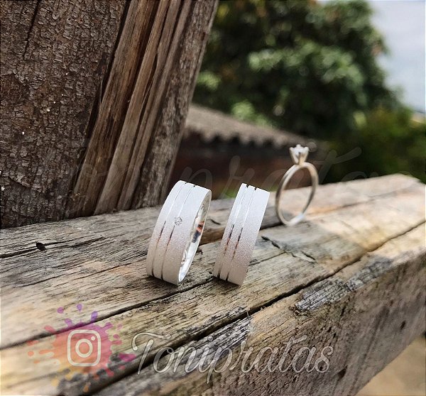 aliança 6mm/ anel solitário cristal incluso
