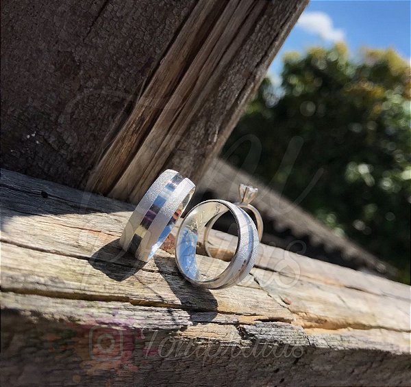 aliança 8mm/ anel solitário cristal incluso