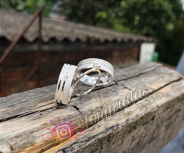 aliança 6mm/ anel solitário cristal incluso