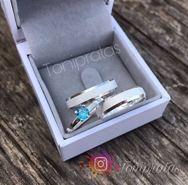 aliança 4mm/ anel solitário incluso