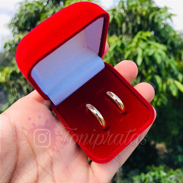 aliança 4mm banhada a ouro